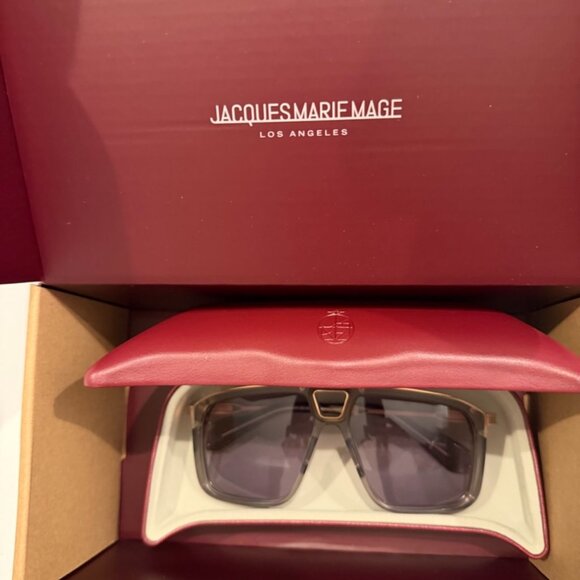 Jacques Marie Mage Savoy Square Aviator Acetate Gray/Rose Gold Sunglasses - Picture 4 of 12